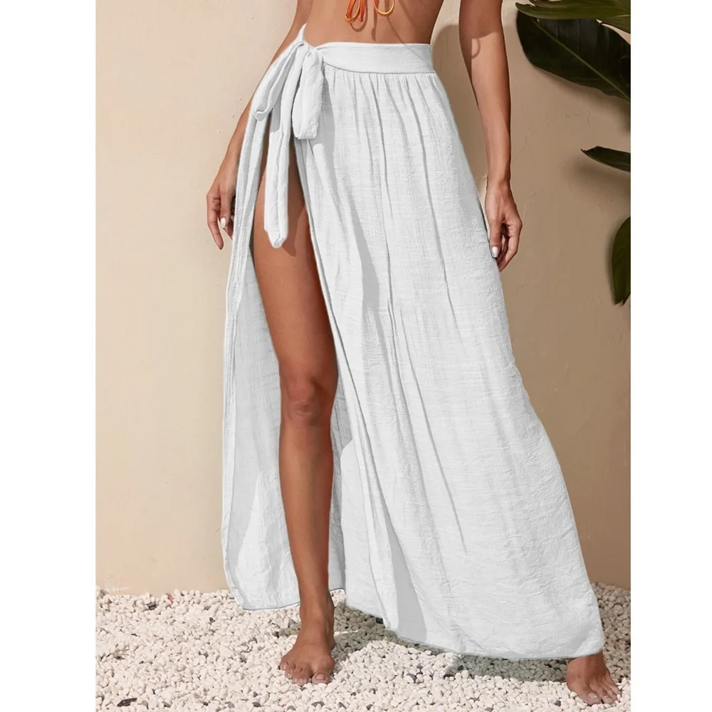 White Sarong Skirt Tie Side - Picture 6 of 15
